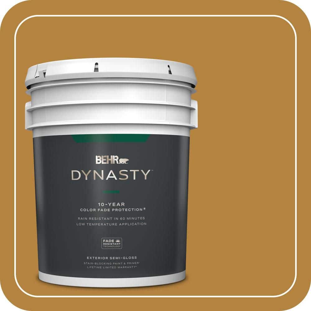 BEHR DYNASTY 5 gal. #S-H-330 Honeysuckle Blast Semi-Gloss Exterior Stain-Blocking Paint & Primer