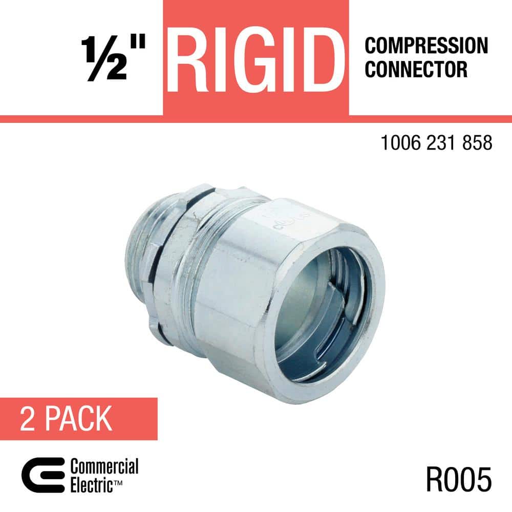 Commercial Electric 1/2 in. Rigid Metal Conduit (RMC) Compression Connector (2-Pack) (2)