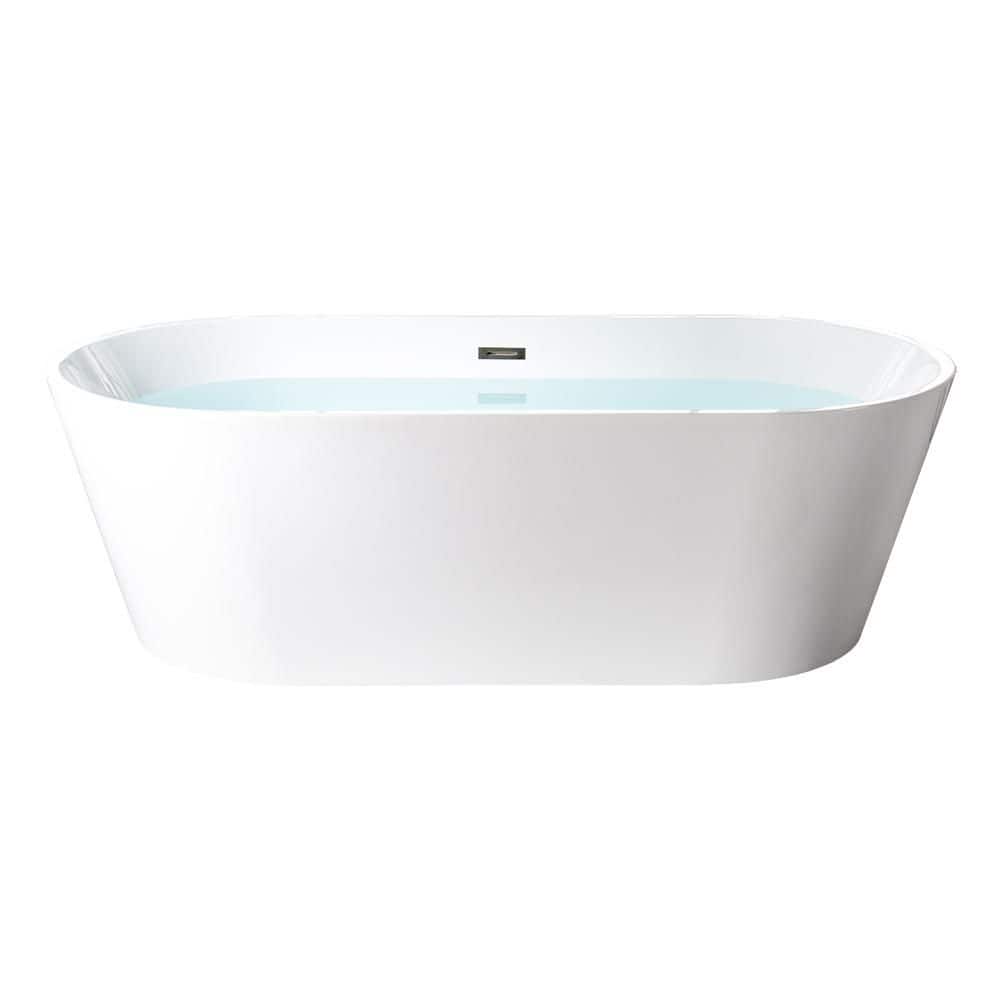 WOODBRIDGE 71 in. x 31.5 in. Soaking Bathtub with Center Drain in White with Brushed Nickel Trim (1)