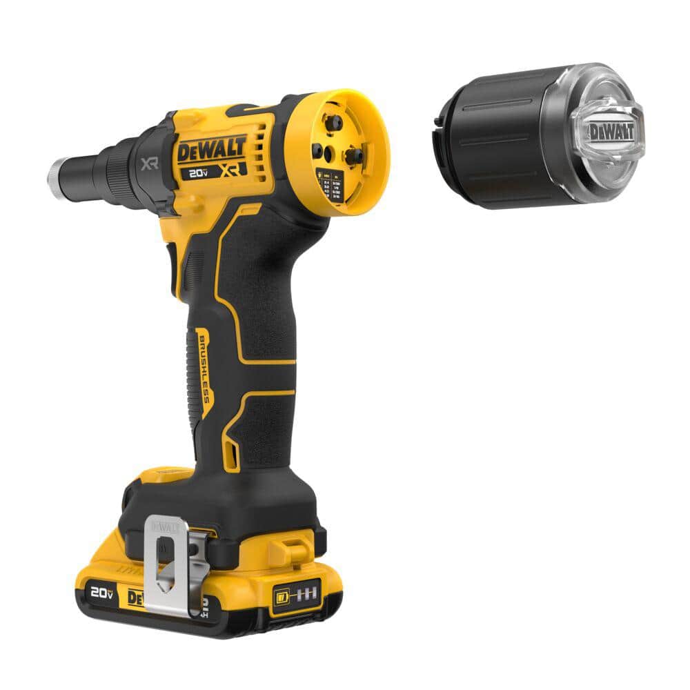 DEWALT 20V MAX XR Lithium-Ion Brushless Cordless 3/16 in. Rivet Tool Kit with 2.0 Ah Battery, Charger and Bag (3)