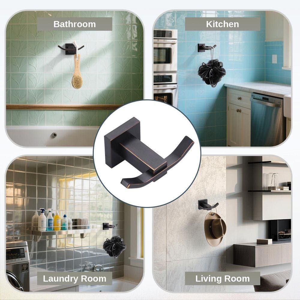 VEVETTA J-Hook Double Robe/Towel Hook Bath Hardware Accessory (4)