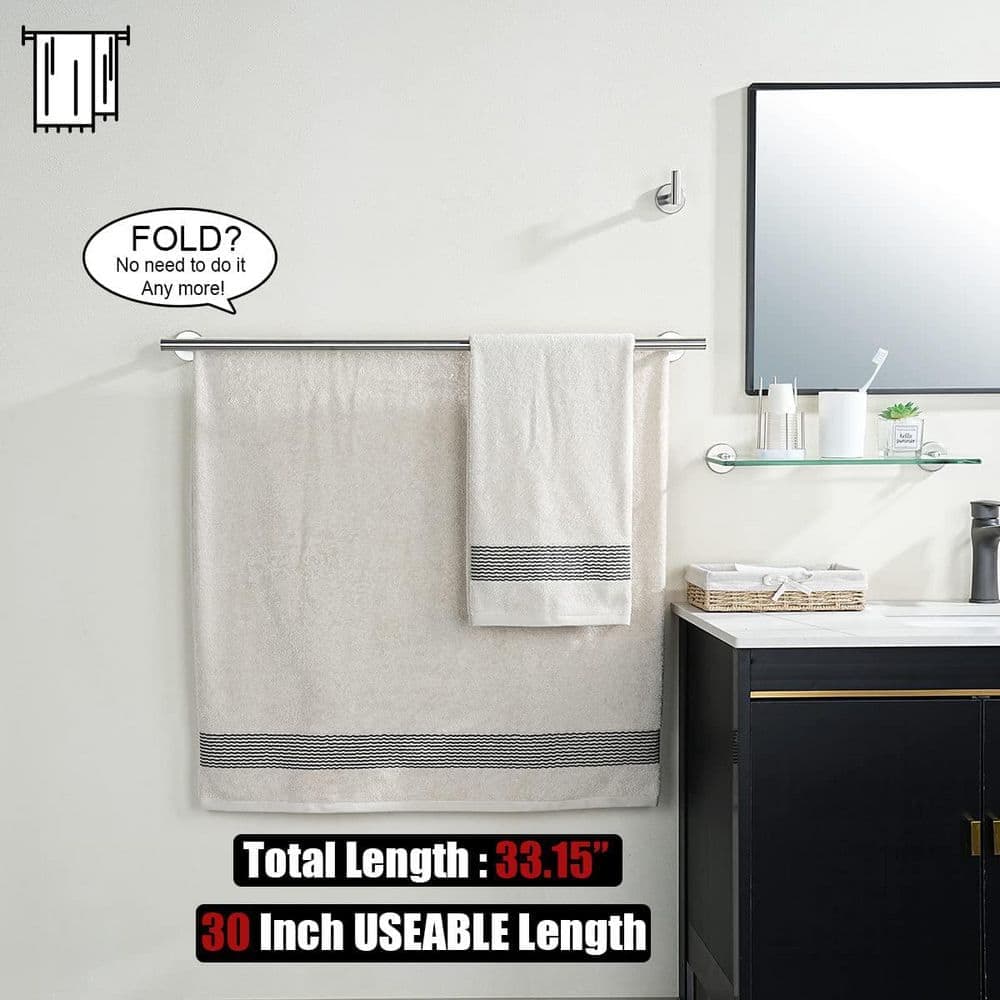 Wudkey Wall Mounted Double Bath Towel Bar Stainless Steel Towel Rack, Towel Holder for Bathroom (3)