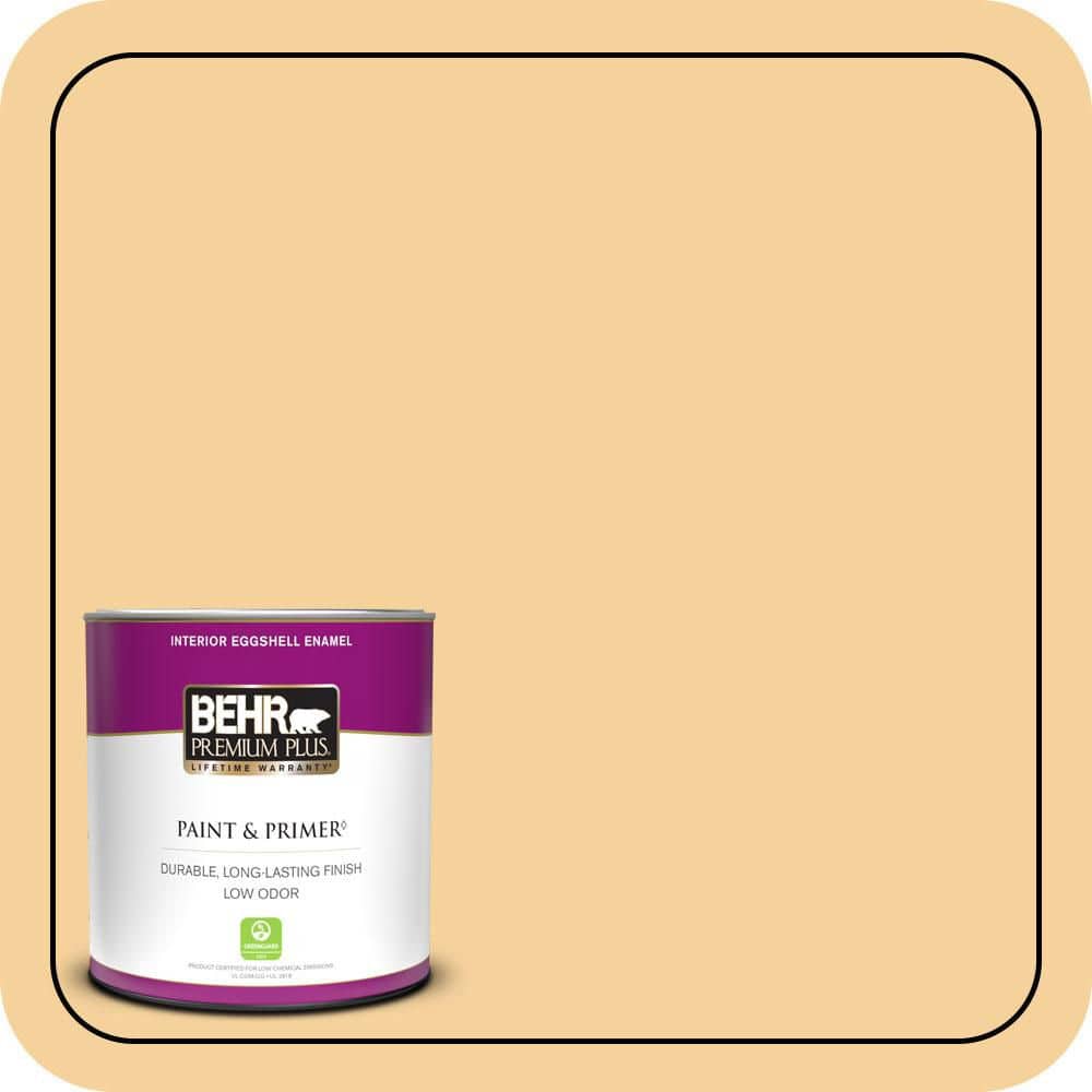 BEHR PREMIUM PLUS #320C-3 Honey Butter Enamel Interior Stain-Blocking Paint and Primer