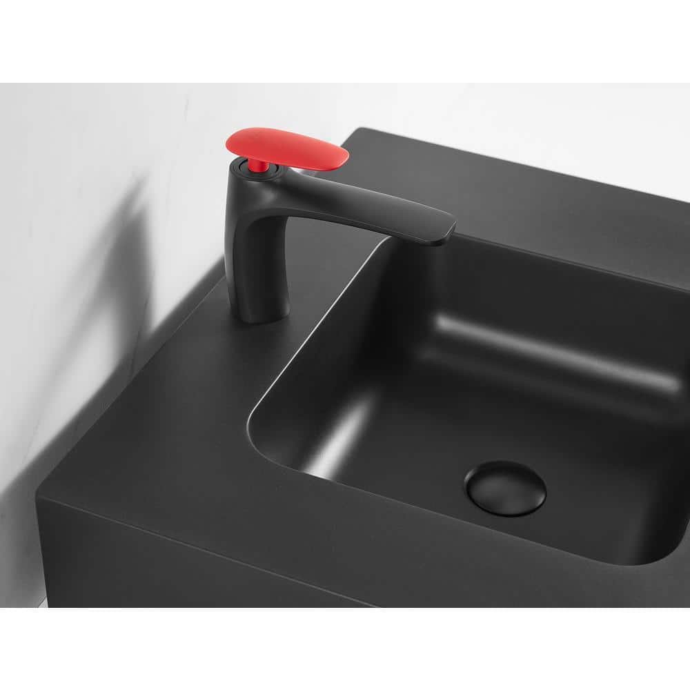 SERENE VALLEY 26 in. Wall-Mount Install or On Countertop Bathroom Composite Sink with Single Faucet Hole in Matte Black (2)