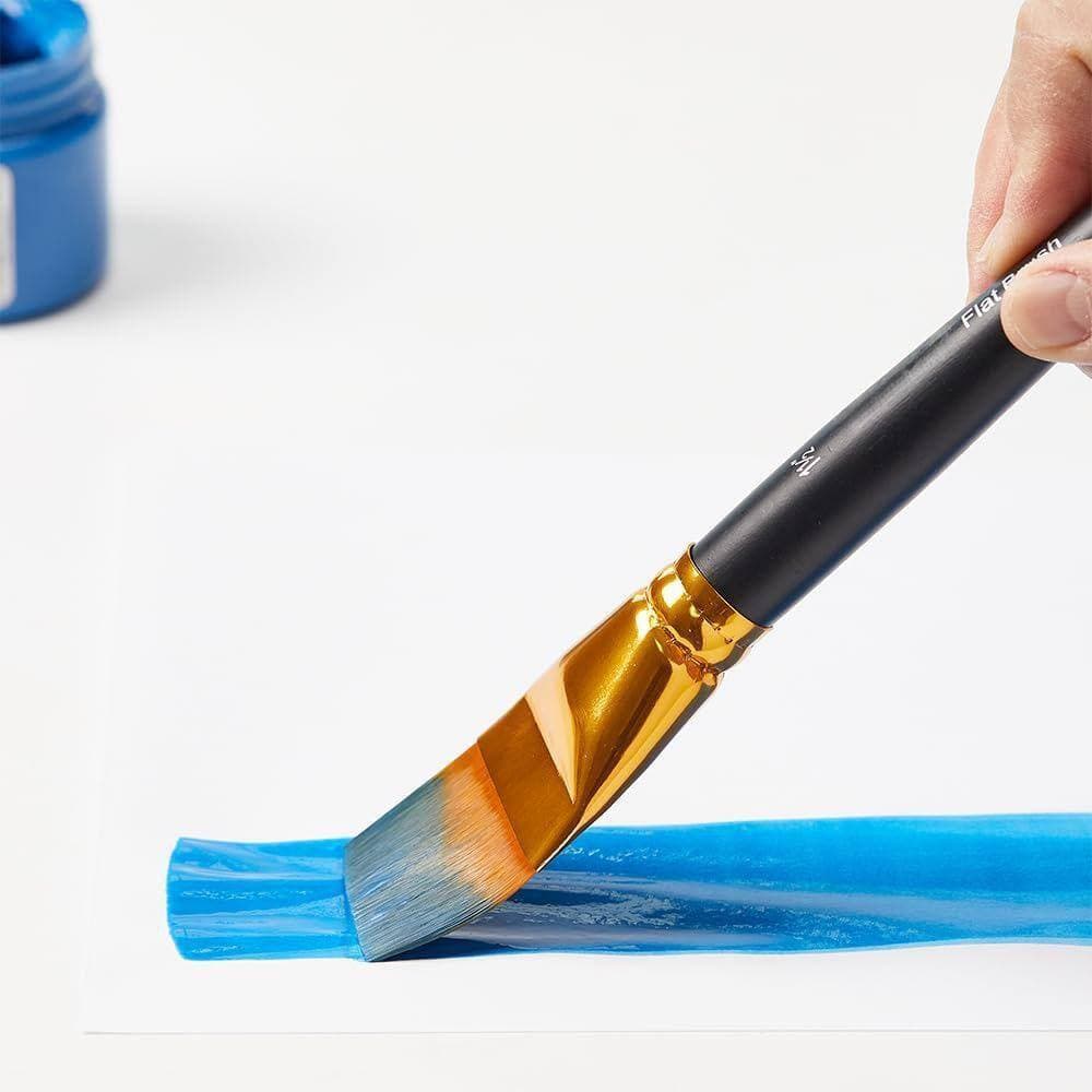 KIWDZFU 1.5 in. Flat Paint Brushes for Acrylic, Oil, Watercolor Painting 3-Piece with Wooden Handle, Large Craft Brushes (3)