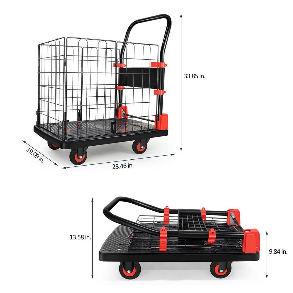 Tidoin 330 lbs. Foldable Platform Push Hand Truck Basket Cage Cart Industrial Use Cart (2)