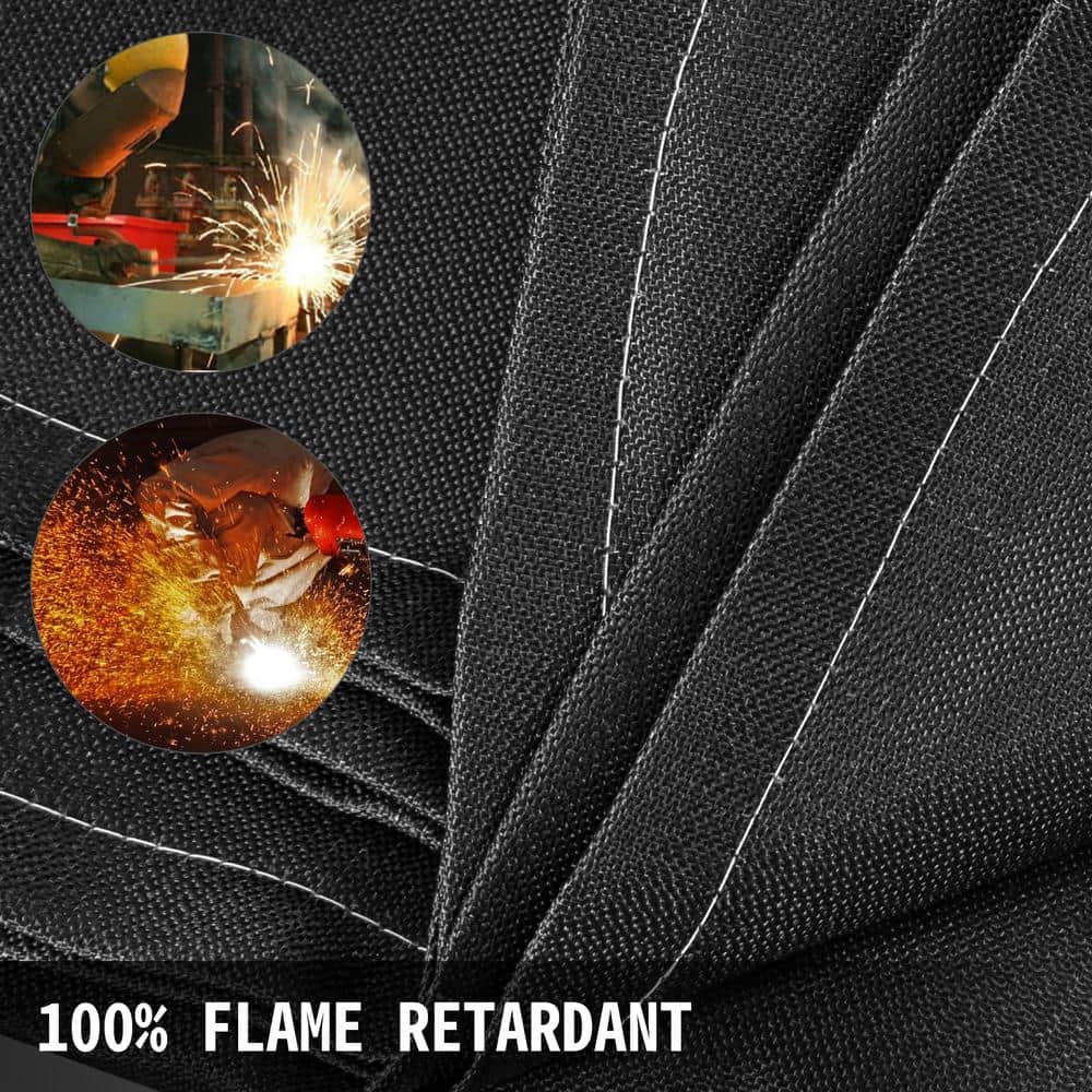 VEVOR 8 ft. x 10 ft. Emergency Fire Blanket Fiberglass Heat Resists 1022°F Welding Mat with Carry Bag, Black (2)