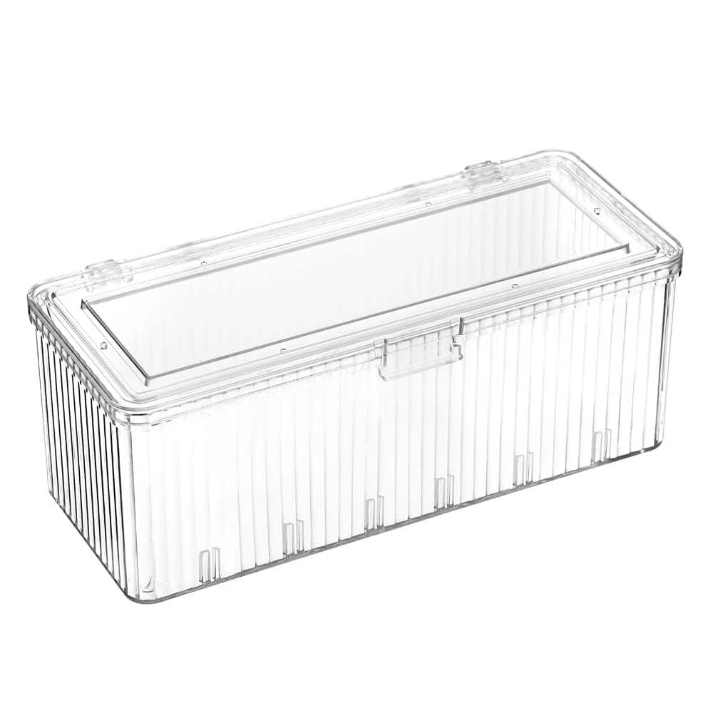 Unbranded Rectangular Pad Dispenser with Lid for Makeup Vanity, Plastic Storage Box 9.64 x 3.66 x 3.66 in, Vanity (1)