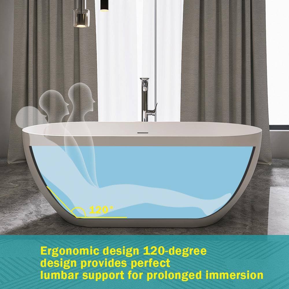 JimsMaison 29.5 in. Stone Resin Freestanding Flatbottom Soaking Bathtub with Center Drain (3)