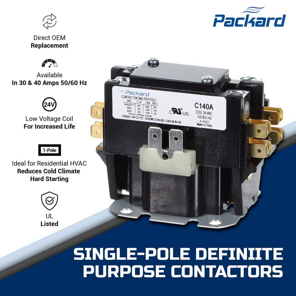 Packard 1 Pole 40 Amp 24 VAC Contactor (3)