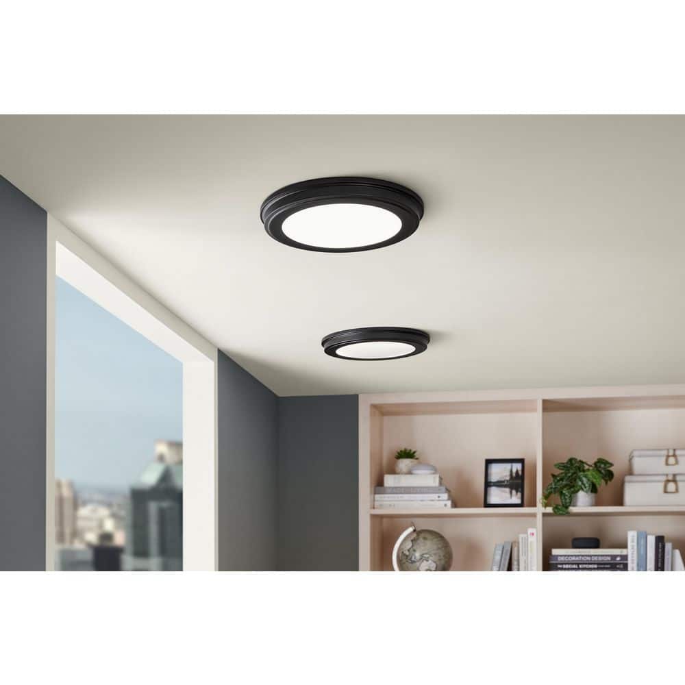 Commercial Electric 13 in. Matte Black Edge Lit 3CCT LED Flush Mount (2-Pack) (2)