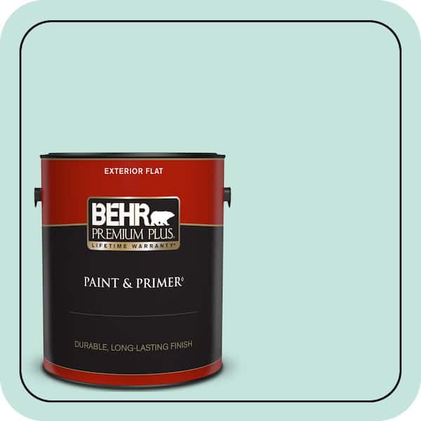 BEHR PREMIUM PLUS 1 gal. #MQ3-19 Misty Isle Flat Exterior Paint & Primer (2)