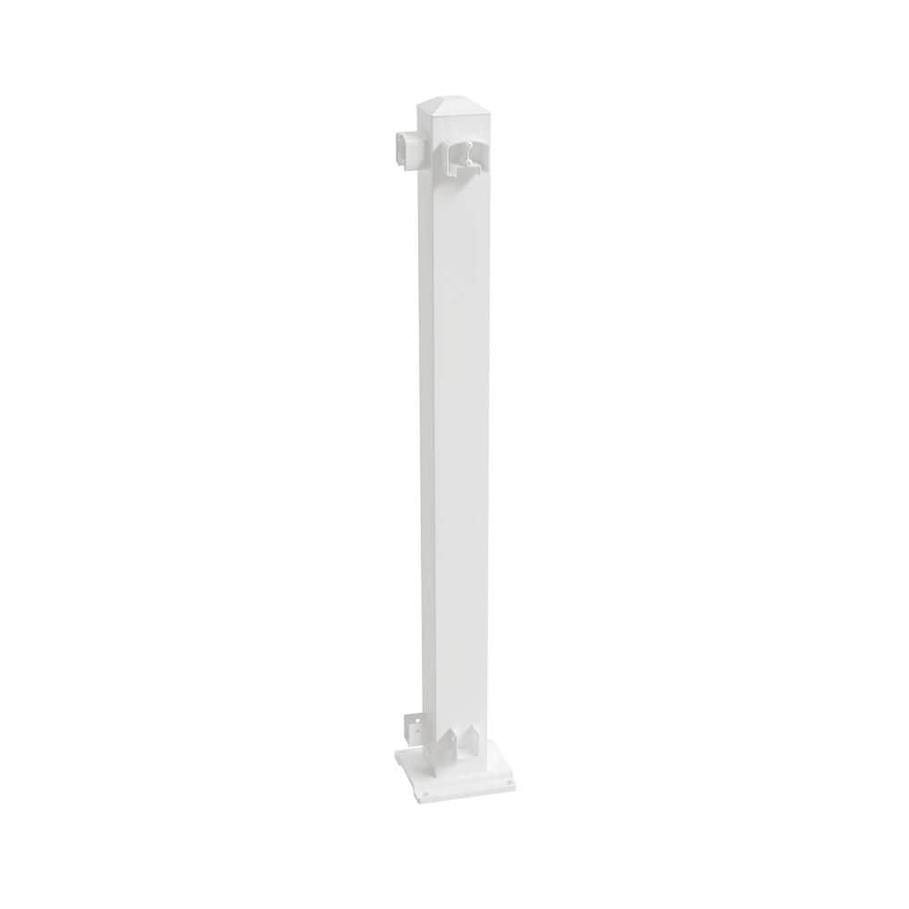 PEAK Aluminum Railing 3 x 3 Corner Post Aluminum Deck Railing in White for 36 in High System (1)