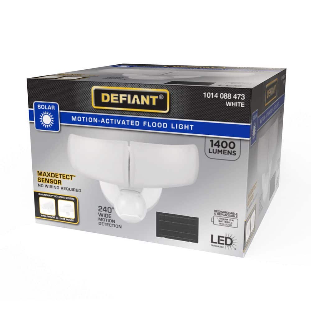 Defiant MaxDetect 240° White Motion Sensing Solar Powered Outdoor Security Light 2-Head Flood Light Integrated LED 1400 Lumens (3)
