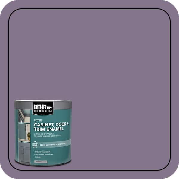 BEHR PREMIUM 1 qt. #S100-5 Purple Potion Satin Enamel Interior/Exterior Cabinet, Door & Trim Paint (2)