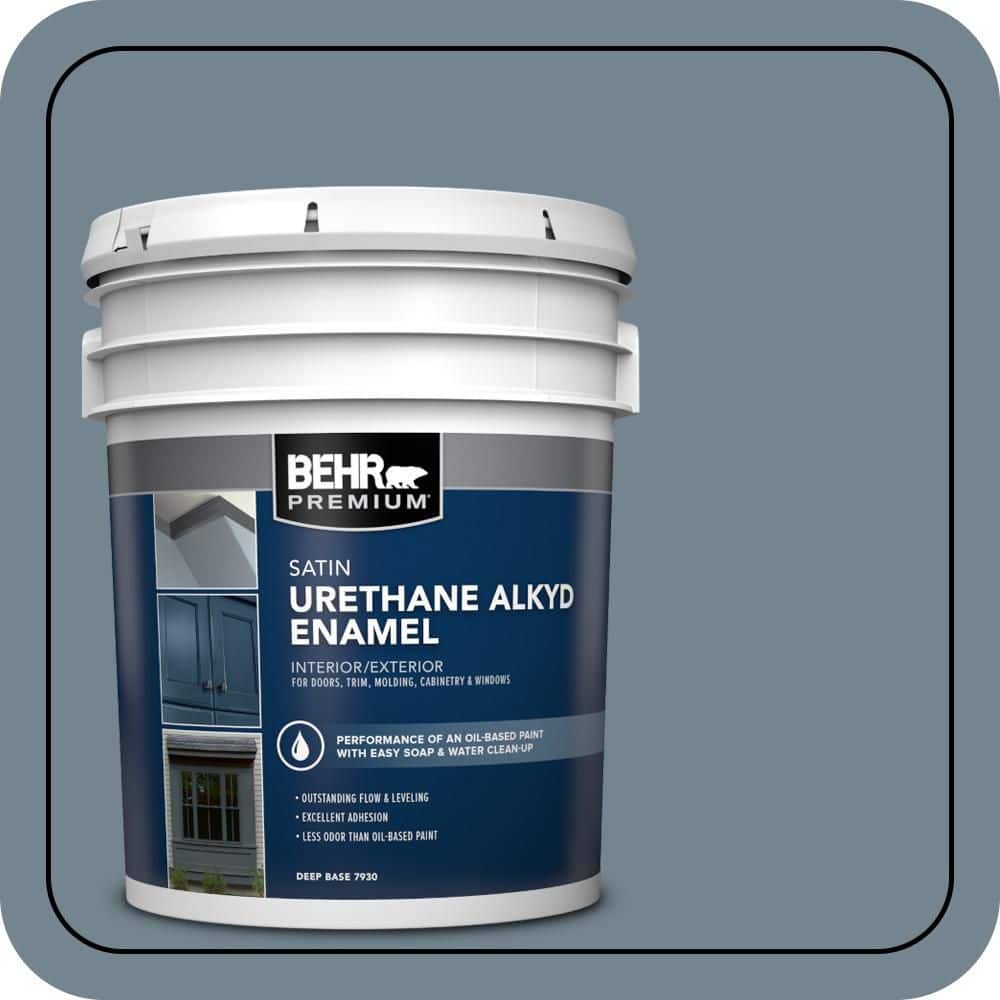 BEHR PREMIUM 5 gal. #N480-5 Adirondack Blue Urethane Alkyd Satin Enamel Interior/Exterior Paint