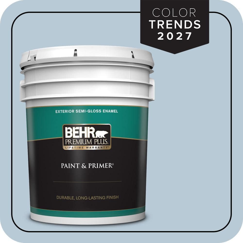 BEHR PREMIUM PLUS 5 gal. #PPU14-15 Denim Light Semi-Gloss Enamel Exterior Paint & Primer