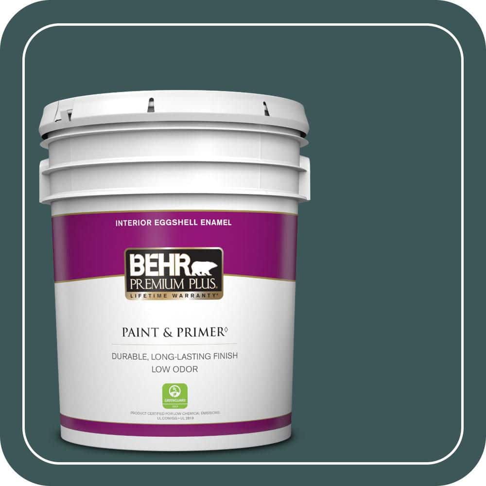 BEHR PREMIUM PLUS 5 gal. #PPU12-01 Abysse Eggshell Enamel Low Odor Interior Paint & Primer