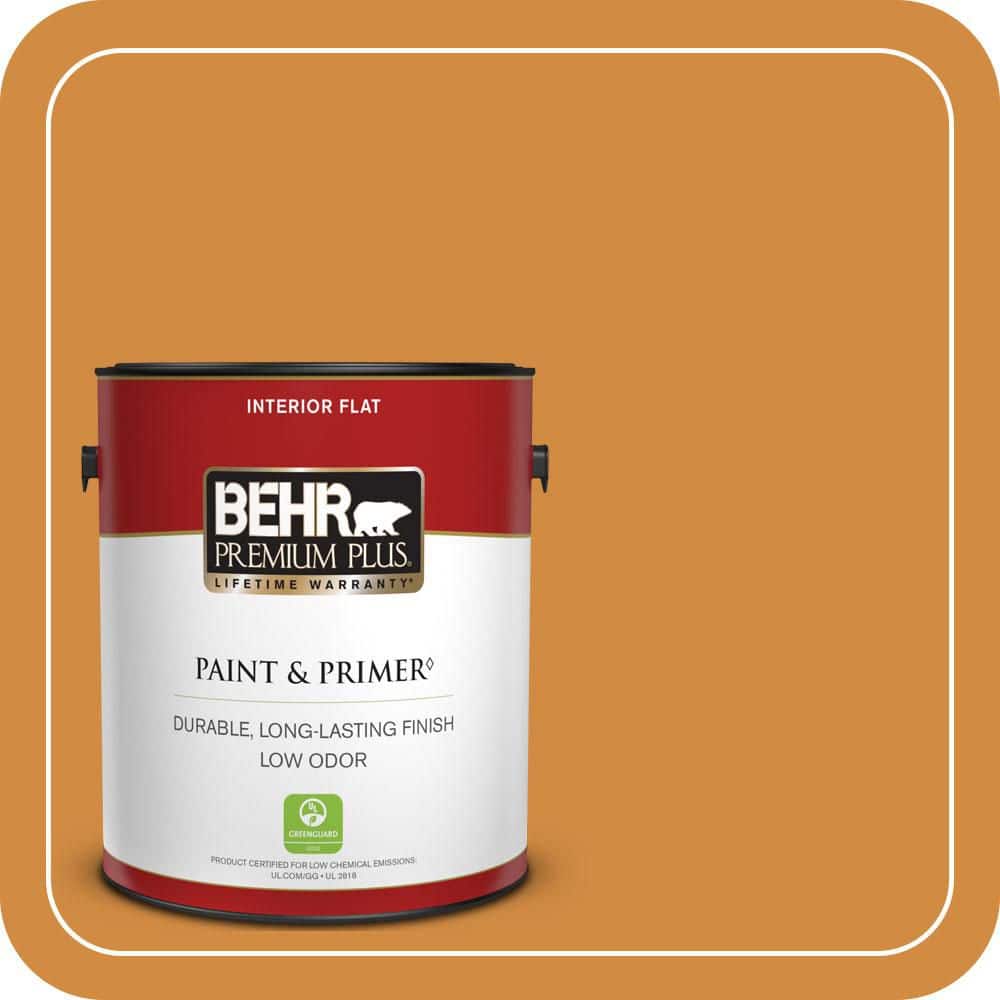 BEHR PREMIUM PLUS 1 gal. #PMD-105 Buried Treasure Flat Low Odor Interior Paint & Primer