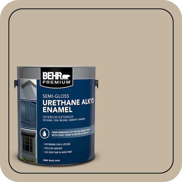 BEHR PREMIUM 1 gal. Home Decorators Collection #HDC-NT-09 Basic Khaki Urethane Alkyd Semi-Gloss Enamel Interior/Exterior Paint (2)