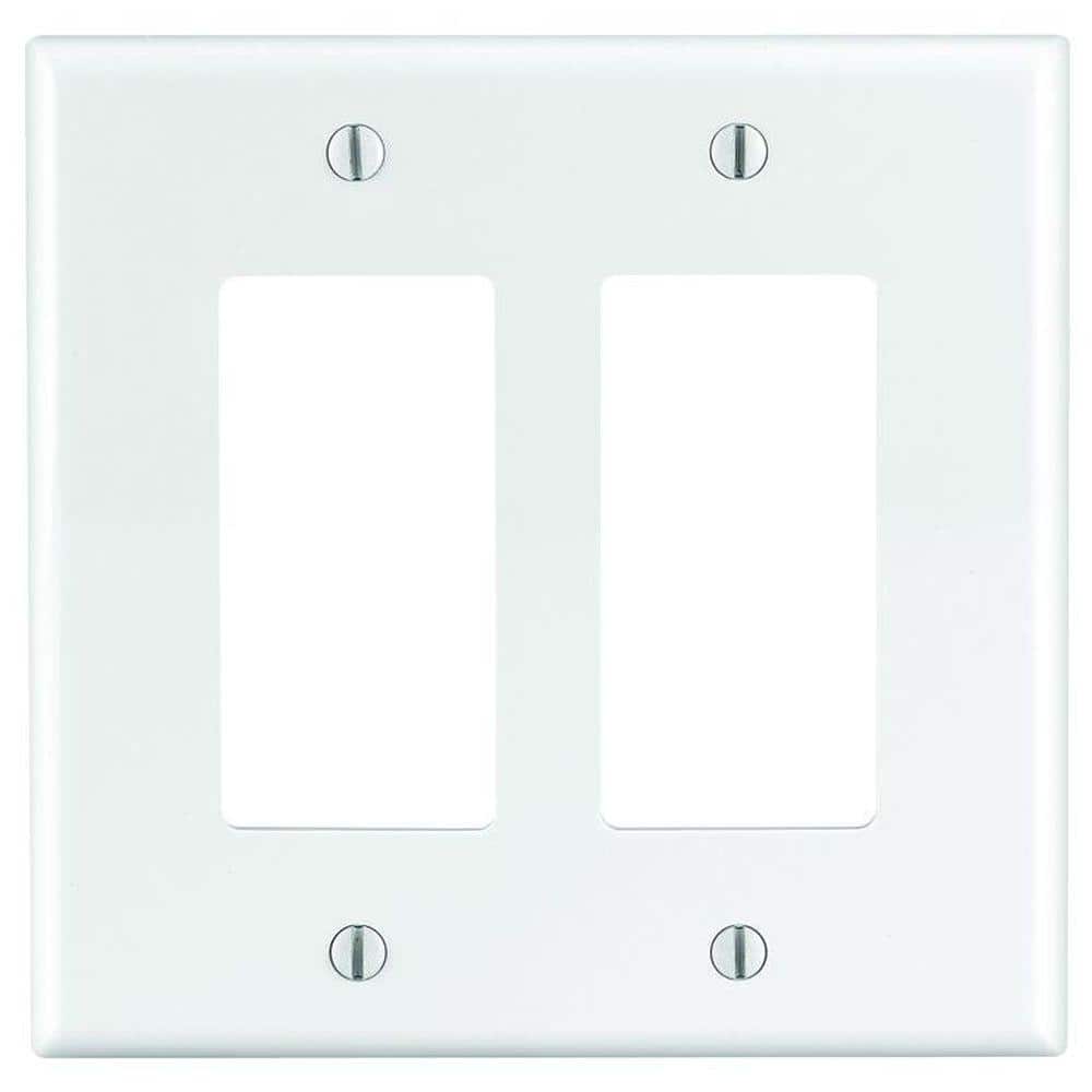 Leviton 2-Gang White Decora/Rocker Nylon Midway/Midsize Wall Plate (1-Pack) PJ262-W