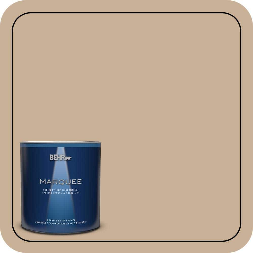 BEHR MARQUEE 1 qt. #MQ2-46 Basswood One-Coat Hide Satin Enamel Interior Paint & Primer