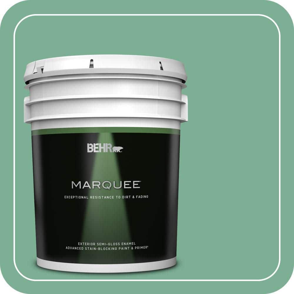 BEHR MARQUEE 5 gal. #MQ6-12 Nature Green Semi-Gloss Enamel Exterior Paint & Primer
