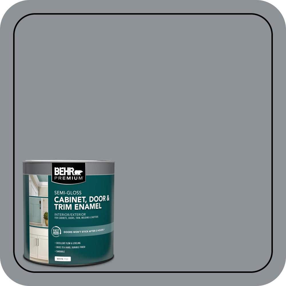 BEHR PREMIUM 1 qt. #PPU18-04 Dark Pewter Semi-Gloss Enamel Interior/Exterior Cabinet, Door & Trim Paint