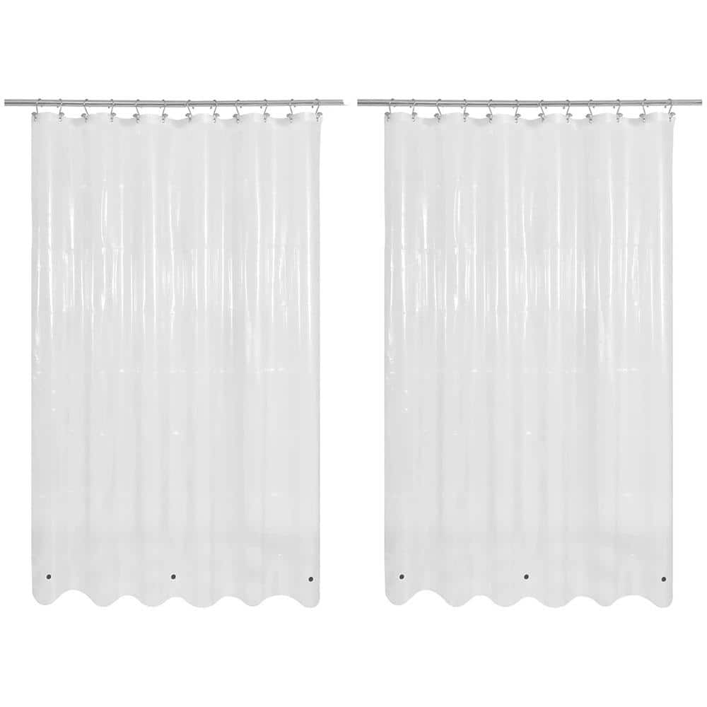 Afoxsos 72 in. W x 72 in. L PEVA Clear Shower Curtain w/12 Rustproof Metal Grommet and 3 Magnetic Weights (2-Pack) (1)