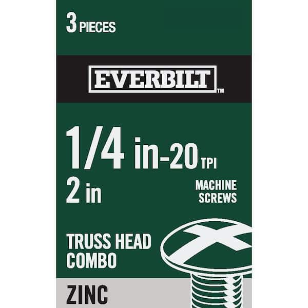 Everbilt 1/4 in.-20 x 2 in. Combo Truss Head Zinc Plated Machine Screw (3-Pack) (2)
