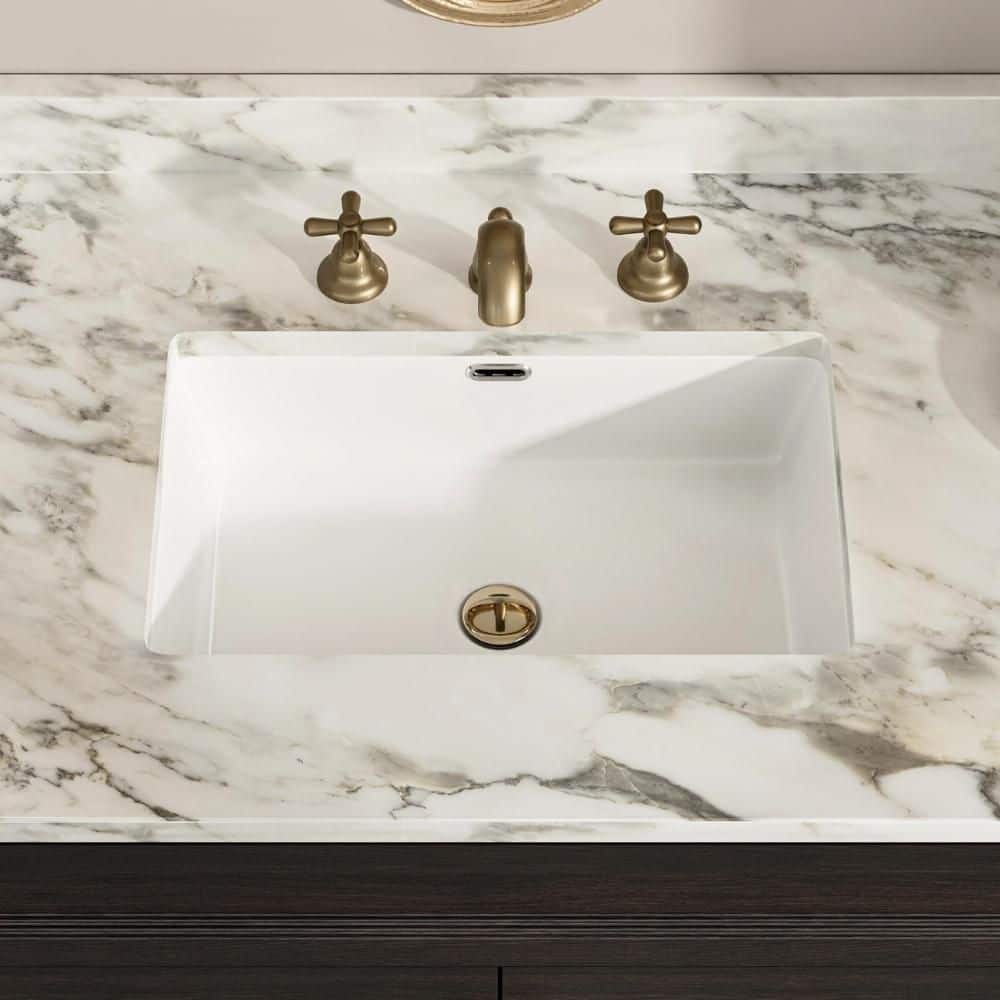 Los Flexi 24 in. L x 16 in. W Undermount Bathroom Sink Rectangle, White Ceramic Vanity Sink with Overflow For Modern Bathrooms (1)