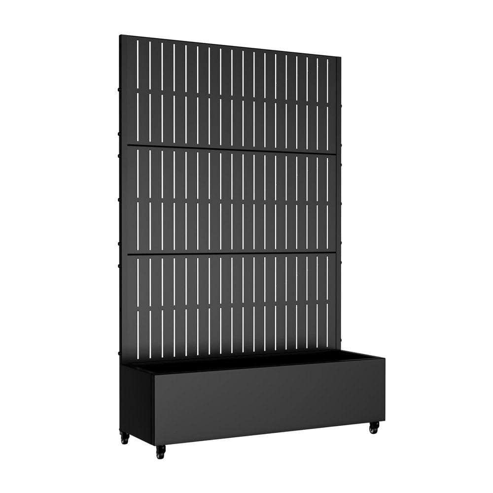 Lirago 72 in. H x 47 in. W Rectanglar Black Outdoor Metal Privacy Screen Planter Box Wall Decor in Fence Pattern (2)