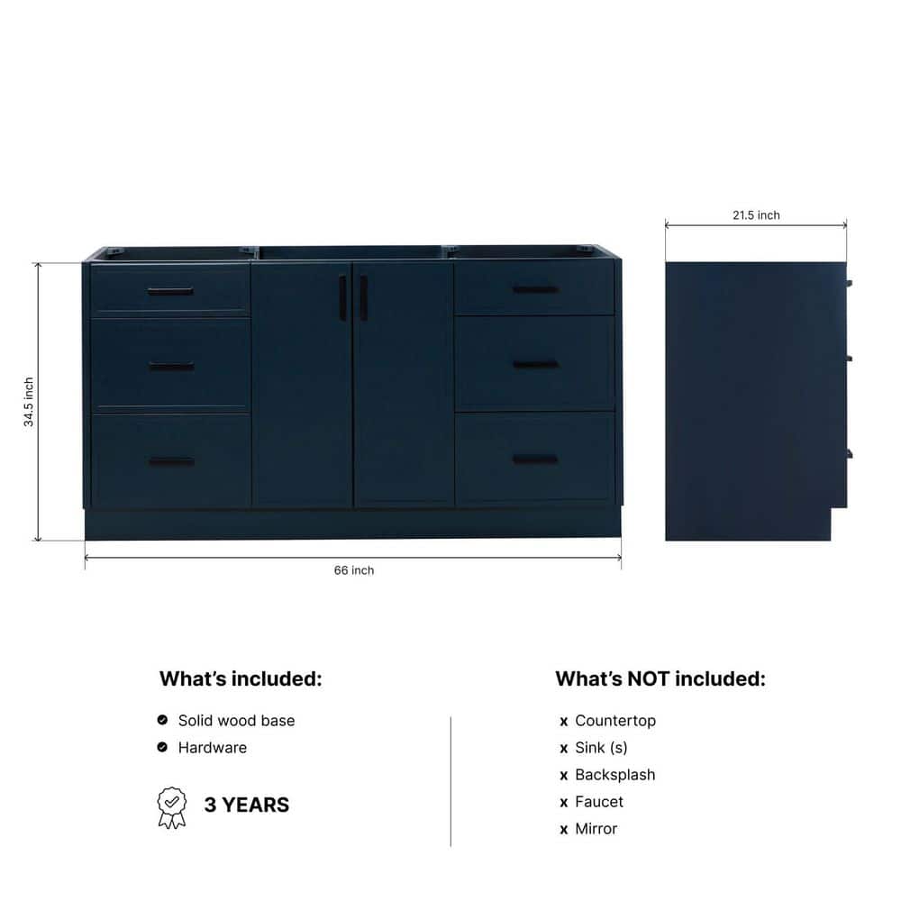 ARIEL Kelly Freestanding Bathroom Vanity Cabinet without Top (Assembled) (2)