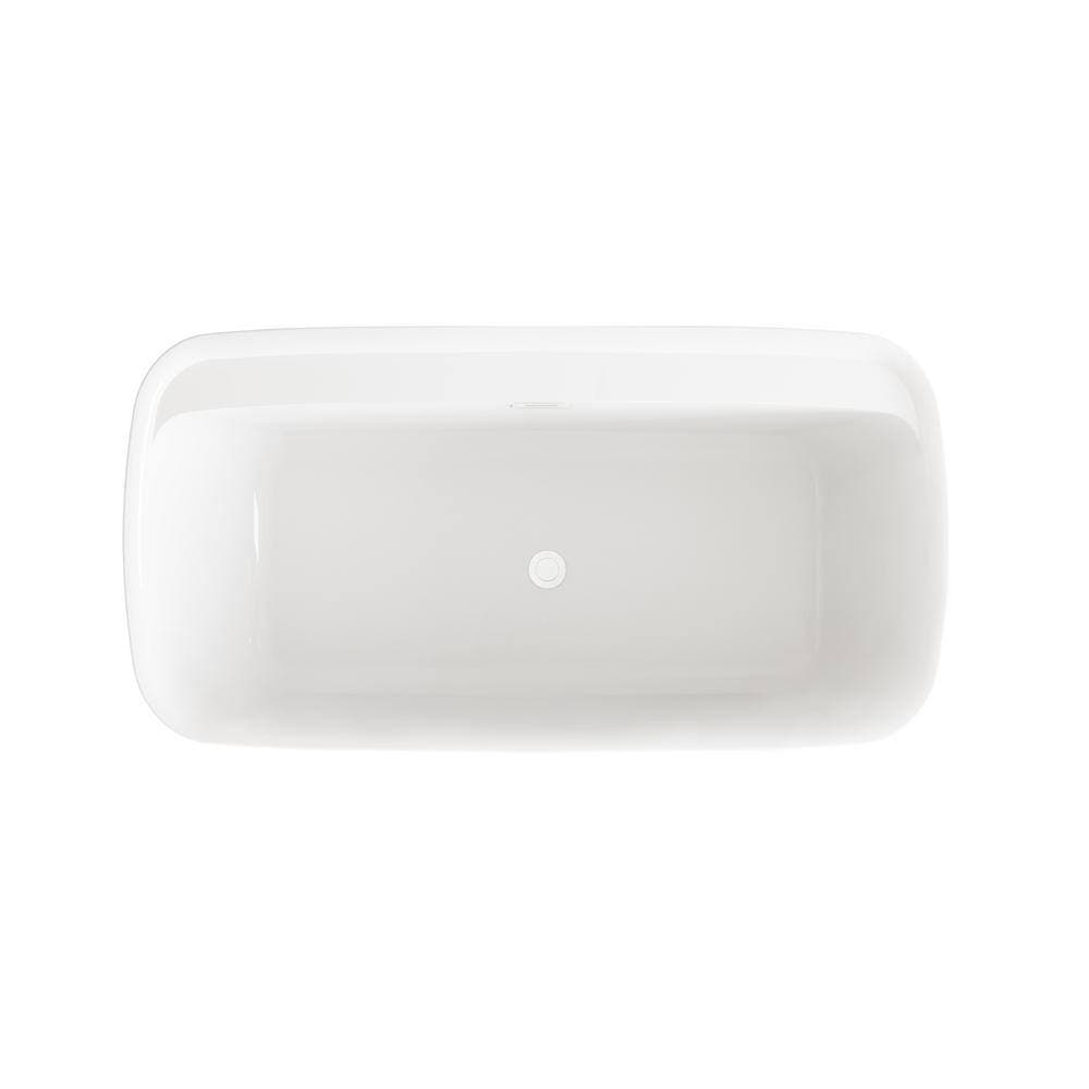 Unbranded Timeless Home 59 in. x 30 in. Soaking Bathtub with Center Drain in Glossy White with White Trim (2)