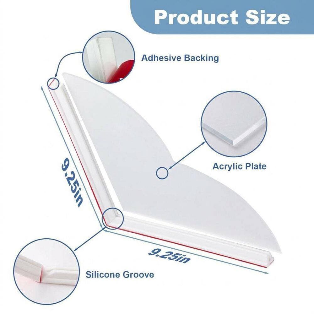 Anqtovp 2-Pack Large Series 9.25 in. W x 9.25 in. L White Shower Splash Guard Silicone Acrylic Bath Accessory Type (2)