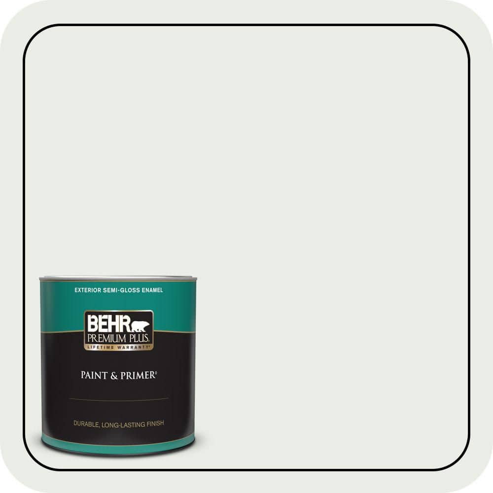 BEHR PREMIUM PLUS 1 qt. #N410-1 Silence Semi-Gloss Enamel Exterior Paint & Primer
