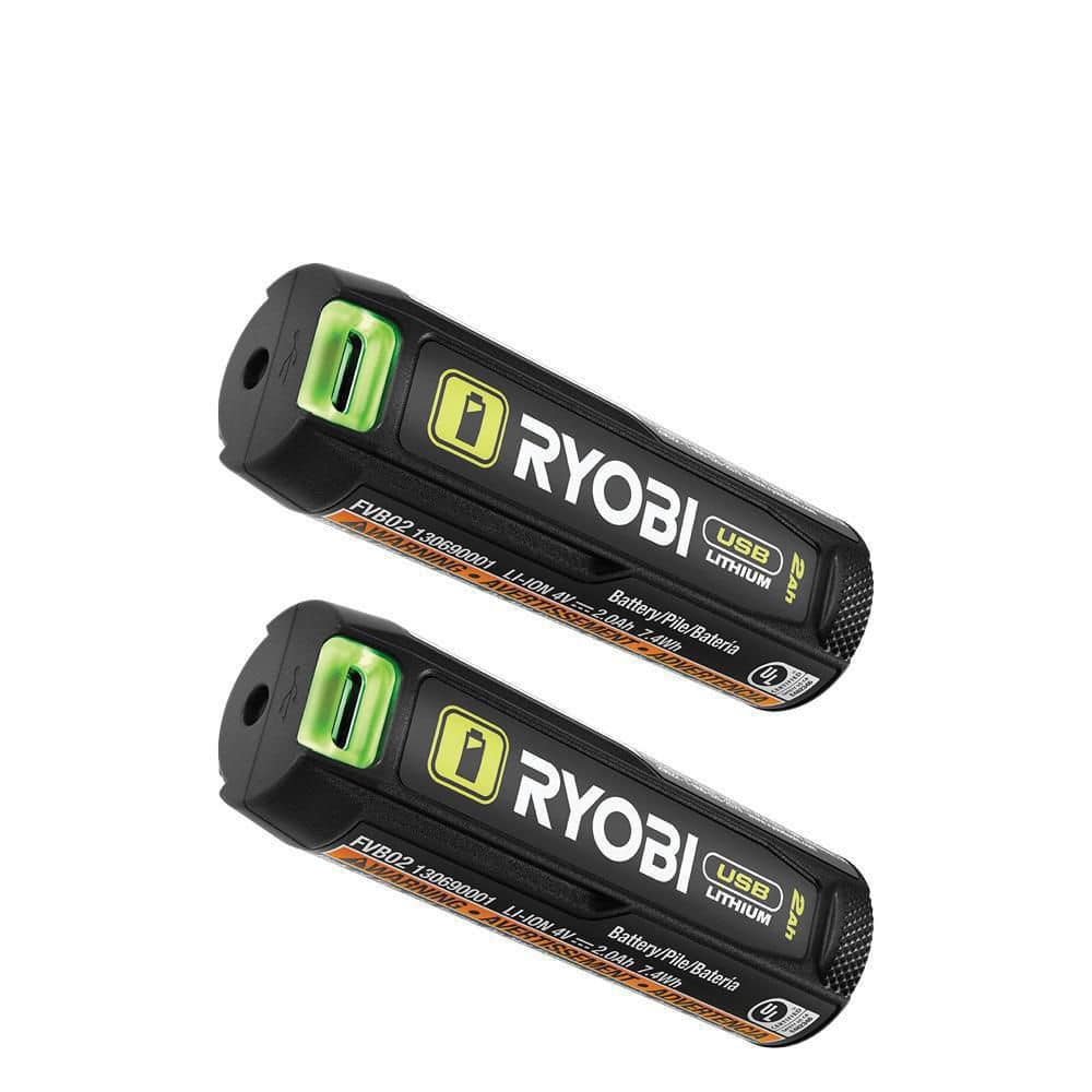 RYOBI USB Lithium 2.0 Ah Lithium Rechargeable Battery (2-Pack) (1)