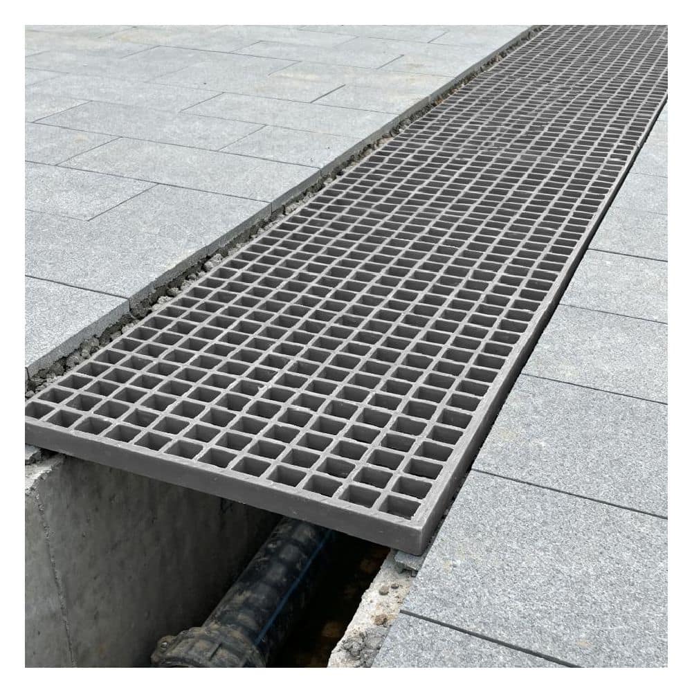 Wellco 3 ft. x 10 ft. PrimeSeries Fiberglass Grating Drain Grates for Trench Cover, Car Washes, Pool Deck, Gray (2)