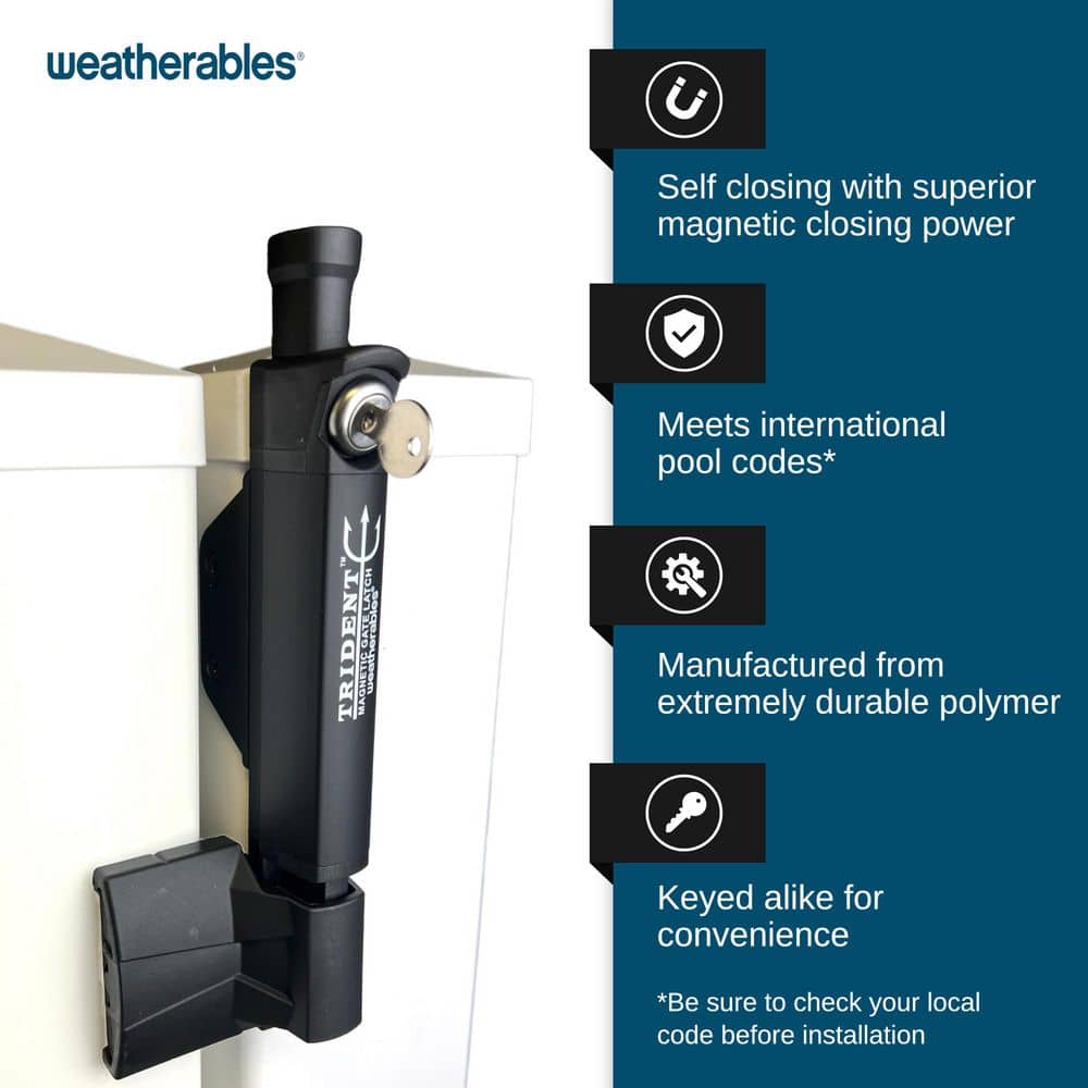 Weatherables Trident 10 in. Black Nylon Polymer Pool Safety Gate Latch (3)