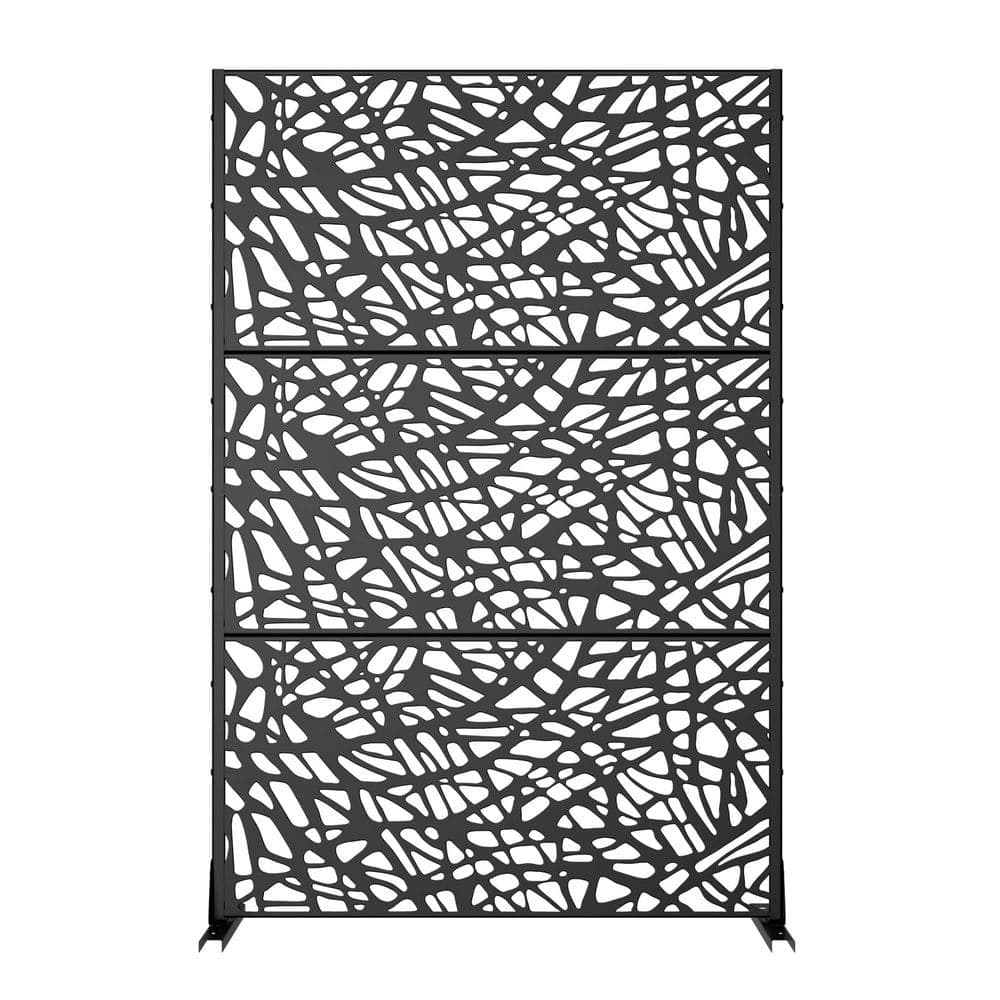 Lumioca 1-Piece 46.8 in. W x 71.37 in. H Black Mesh Metal Outdoor Privacy Screen Decorative Art Panel (3)