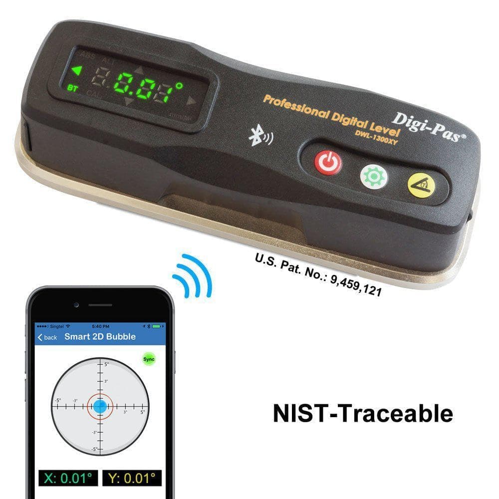 Digi-Pas 6 in. 2-Axis Smart Machinist Digital Level Bluetooth 0.002/feet (0.2 mm/m) NIST-Traceable (1)