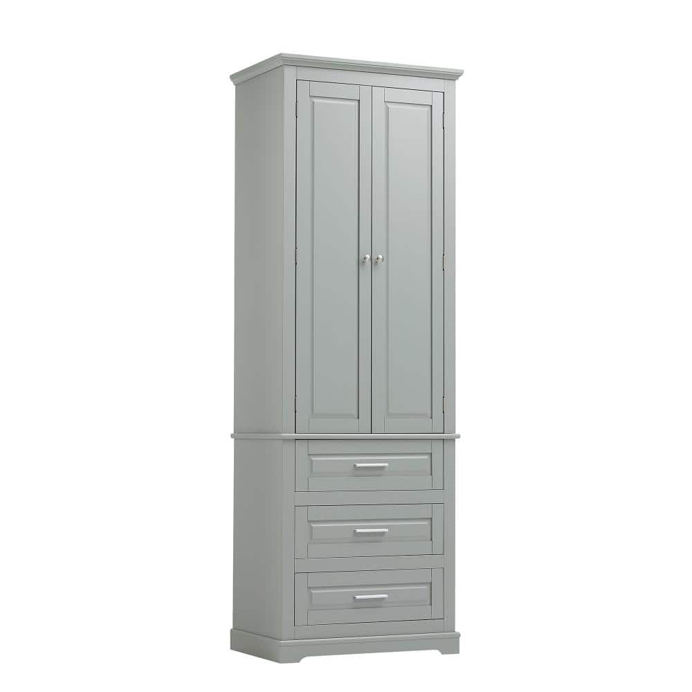 Comrelax 70"H Gray Tall Bathroom Storage Cabinet with Three Drawers, Fit Any Home Space (1)