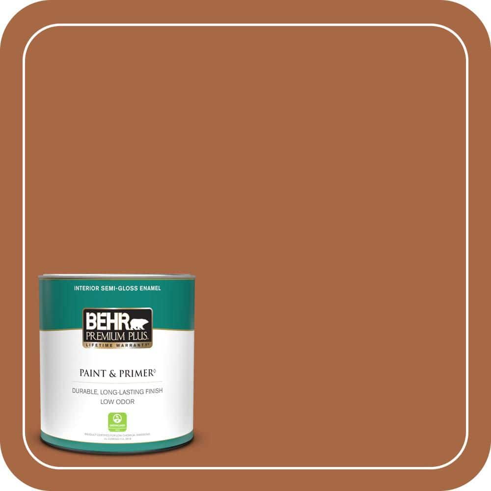 BEHR PREMIUM PLUS 1 qt. #PPU3-16 Maple Glaze Semi-Gloss Enamel Low Odor Interior Paint & Primer
