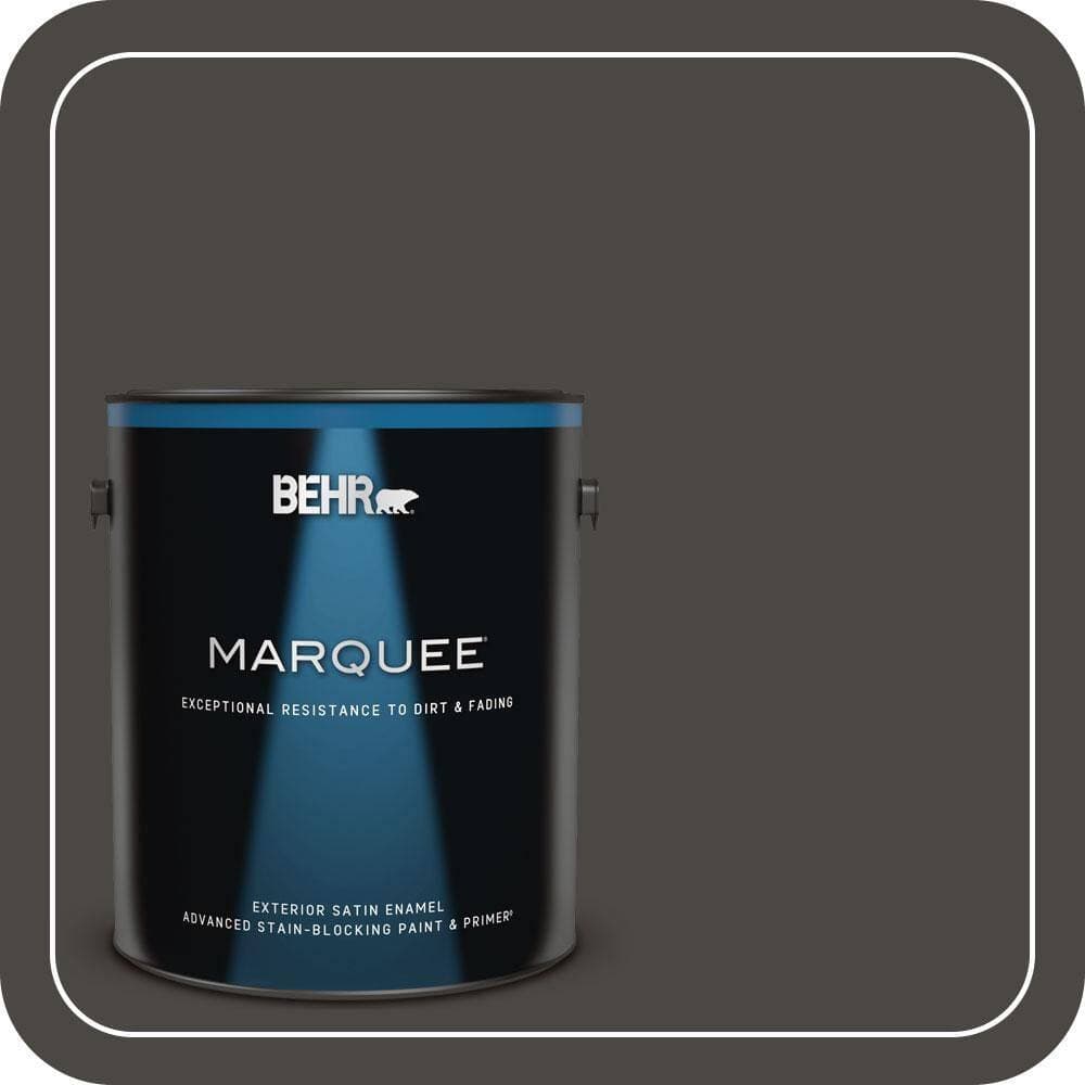 BEHR MARQUEE 1 gal. #PPU24-01 Black Mocha Satin Enamel Exterior Paint & Primer (1)
