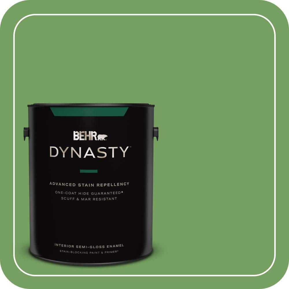 BEHR DYNASTY 1 gal. #MQ4-47 Parakeet One-Coat Hide Semi-Gloss Enamel Interior Stain-Blocking Paint & Primer