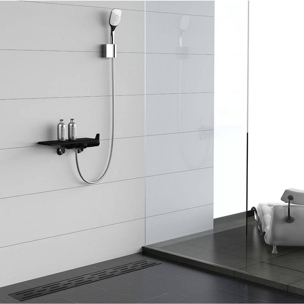 Elegante Drain Collection 28 in. Linear Stainless Steel Shower Drain with Slot Pattern, Matte Black (3)