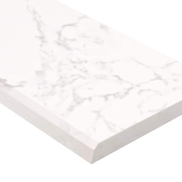 MSI Carrara White 6 in. x 73 in. Polished Engineered Marble Single Beveled Threshold Tile (6.08 lin. ft. /Each)