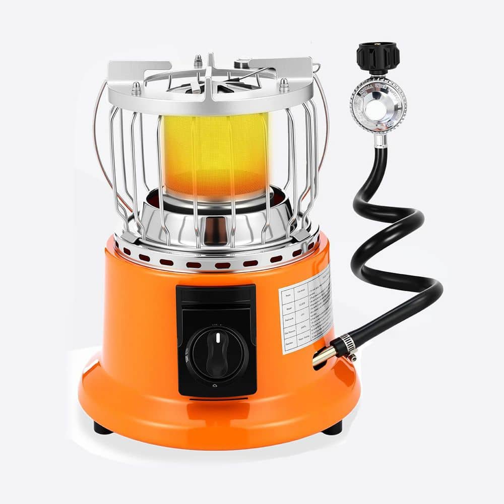SenQWFa 6000 BTU Portable 2-in-1 Propane Heater and Stove Orange Metal Outdoor Gas Radiant Cooker with Hose Valve (1)