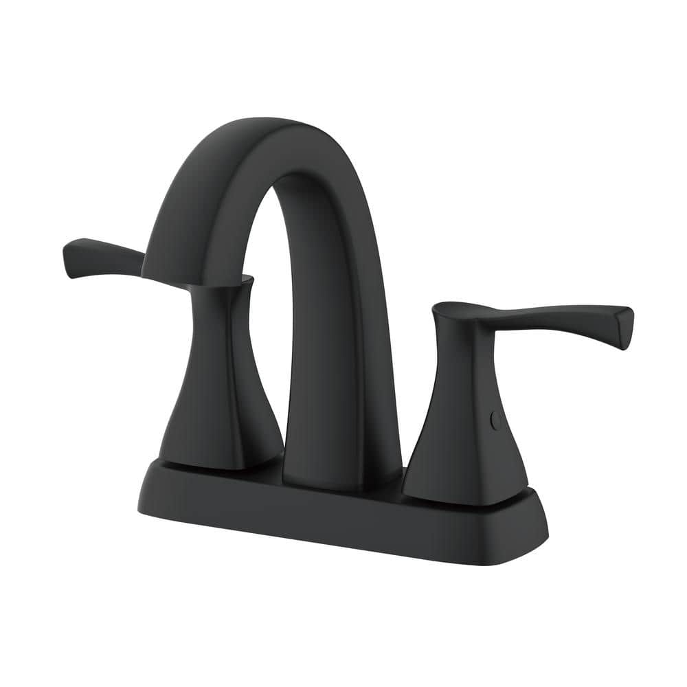 Glacier Bay Calandine 4 in. Centerset 2-Handle Bathroom Faucet with Drain Kit Included in Matte Black (2)