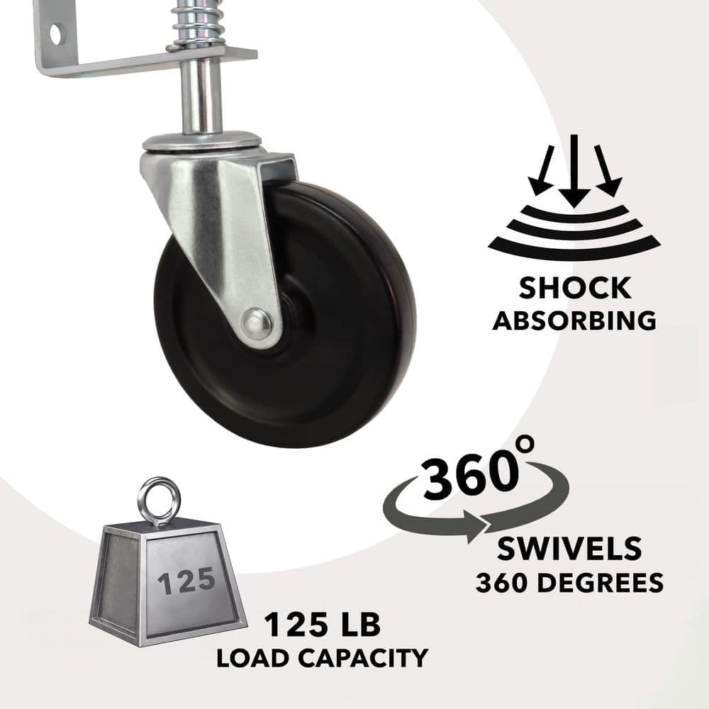 Everbilt 4 in. Black Hard Rubber and Steel Swivel Gate Caster with Adjustable Spring Bracket and 125 lb. Load Rating (2)